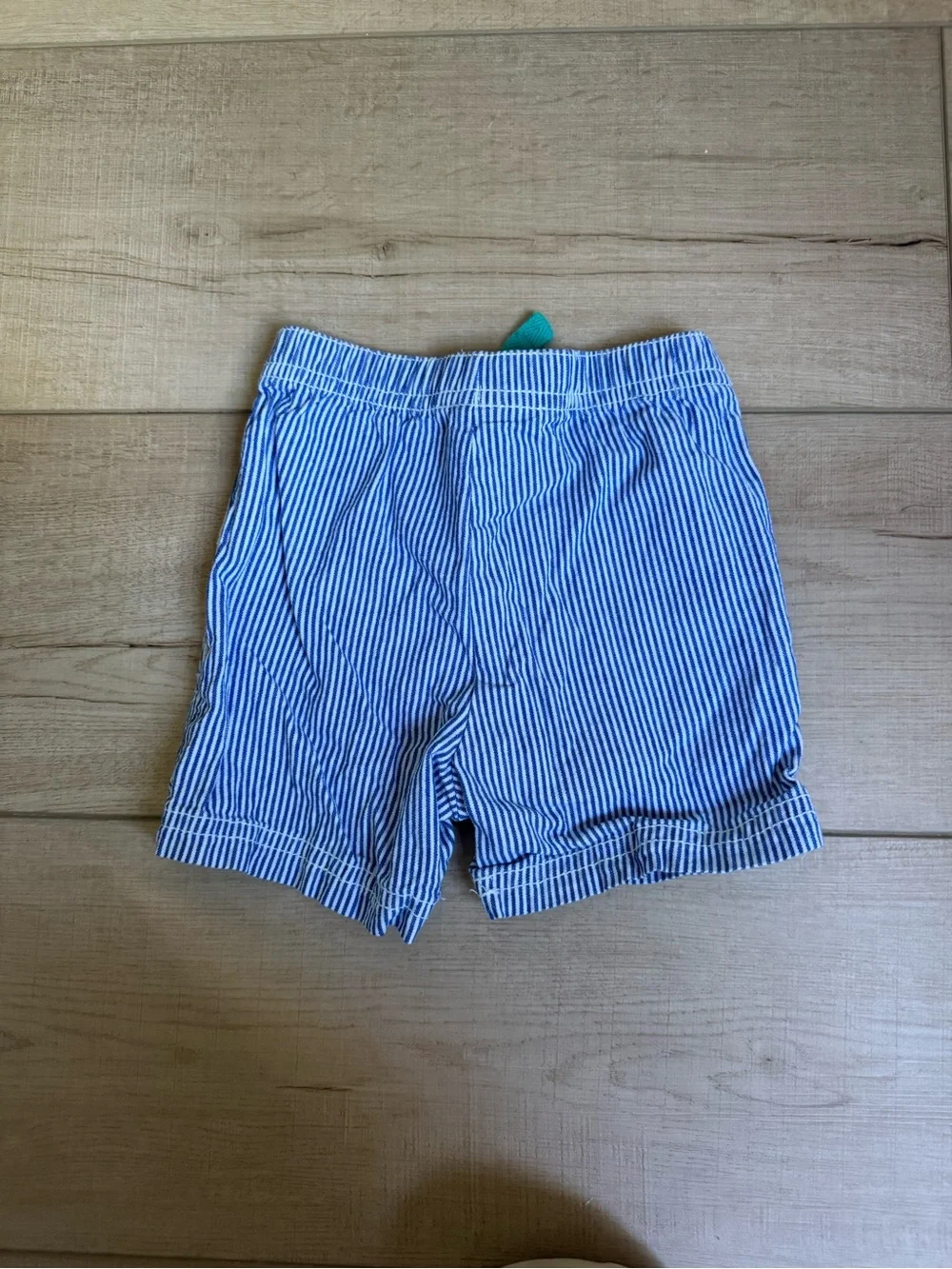 Carter's Blue and White Striped Kids Shorts with Teal Drawstring